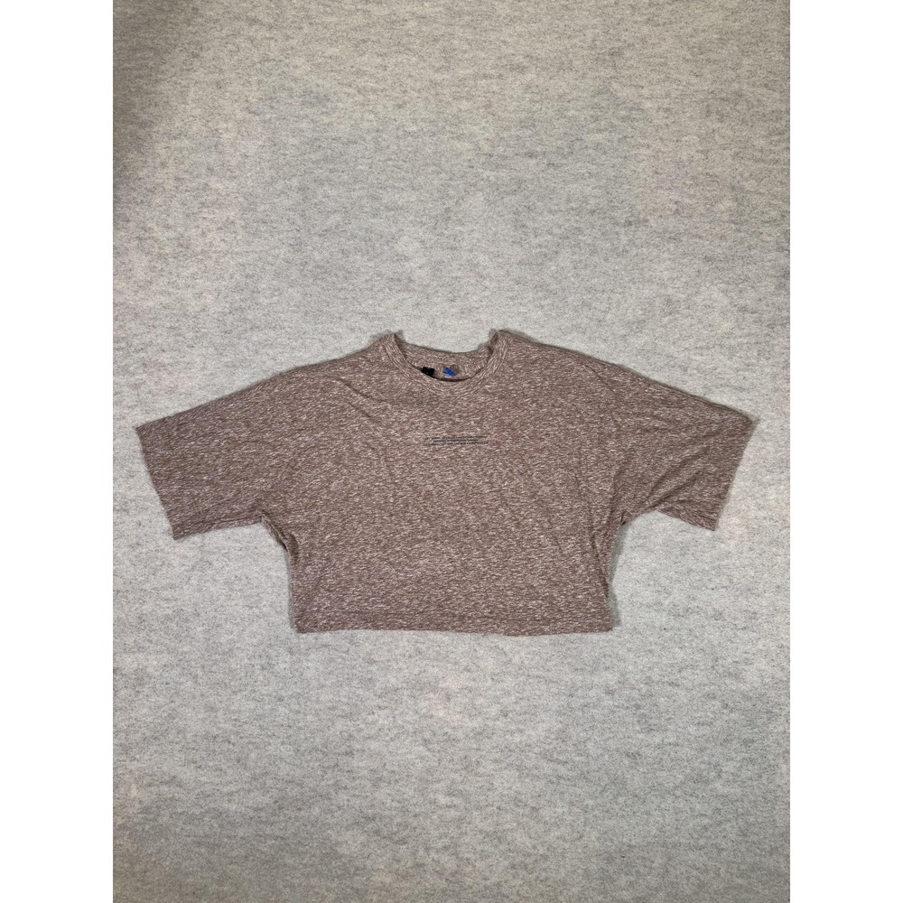 Lululemon Lab Shirt Womens 4 Brown Cropped Short Sleeve Crew Yoga‎ LW3GUCS
